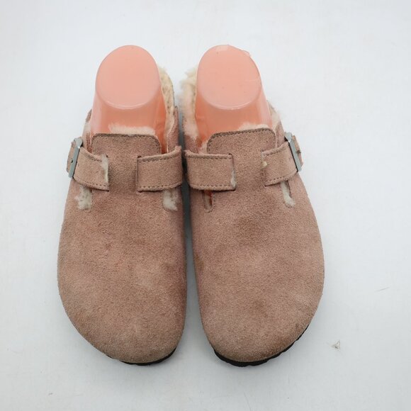 Birkenstock Boston Shearling Womens US Size 10 EU 41 Light Rose Suede Slip On - Picture 2 of 13